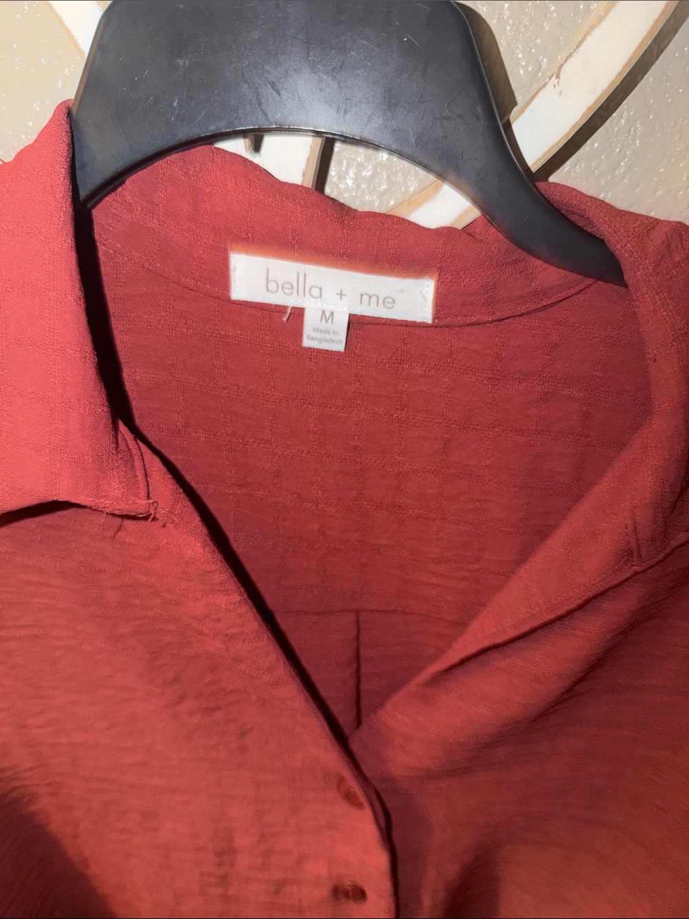 Rust Button-Front Women's Blouse - Picture 3 of 5